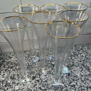 Elegant Gold Rim Champagne Flutes
